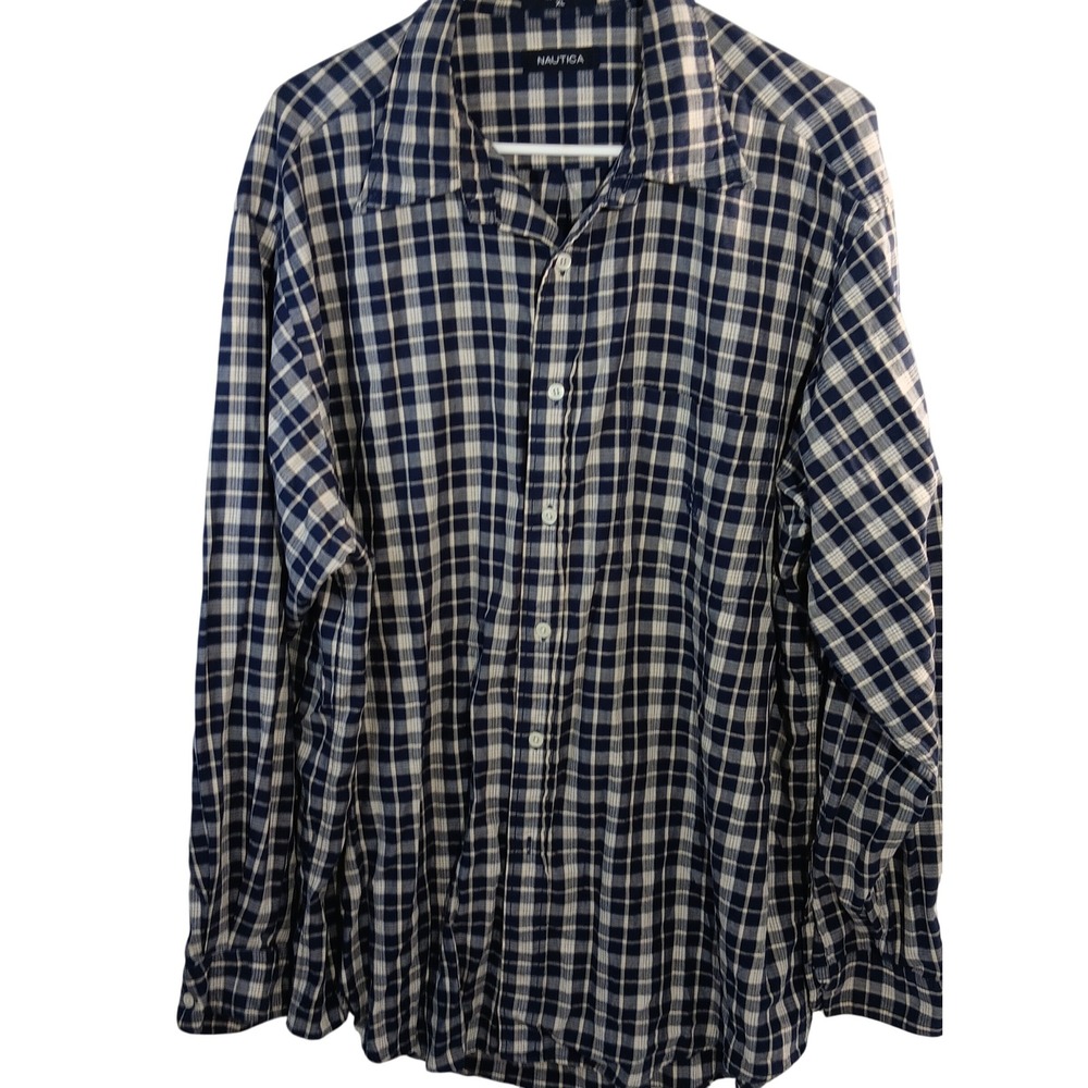 Nautica Plaid Flannel Shirt Long Sleeve Button Down Patterned Casual Menswear